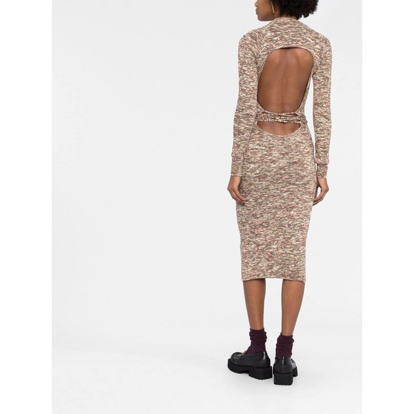 The Attico Dresses & Skirts - The Attico Open Back Midi Dress Sweater Knit Military Green Size US Small